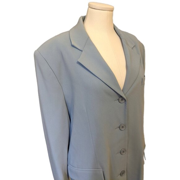Vintage The Work Connection Light Blue Duster Blazer Button Up Retro Office 14 - Picture 4 of 11